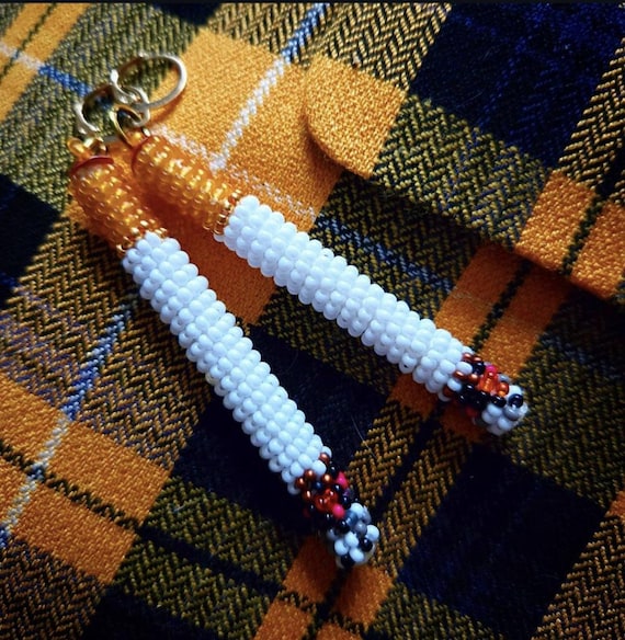 Beaded Cigarette Earrings Glass Quirky Edgy Jewelry