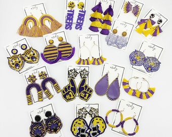 Purple & Gold Gameday Earrings: College Football Jewelry