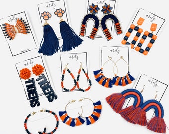 Navy and Orange Gameday Earrings: School Spirit Jewelry