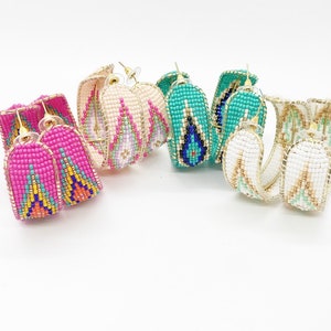 Beaded Hoop Earrings, Seed Bead, Boho Earrings, Hoop Earrings, Beaded Boho Hoop Earrings, Boho, Statement Earrings, Bohemian