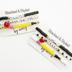 Custom Teacher Bracelets, Teacher Gifts, Gifts for Teachers, Teacher Appreciation, Bracelet Sets, Teacher Jewelry, Student Teacher Gifts