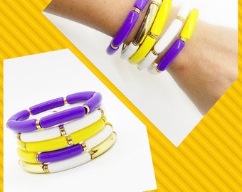 Purple and Yellow Gameday Bracelets, Purple and Gold, College Gameday, Gifts for Grads, College Acceptance, Spirit Wear, Gifts for Students