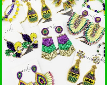 Mardi Gras Sequin Earrings: NOLA Beaded Jewelry