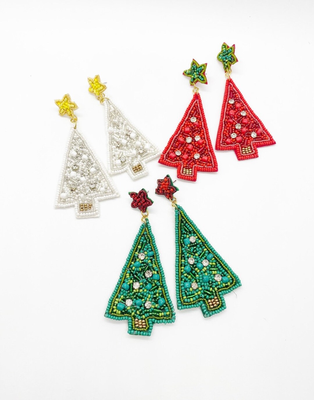 Christmas Tree Beaded Earrings, Christmas Earrings, Holiday Earrings
