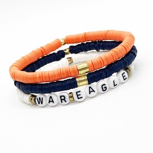 Navy and Orange Gameday Stack, College Football Jewelry, Gameday Jewelry, Earrings, Customize, School Bracelets, gifts for grads