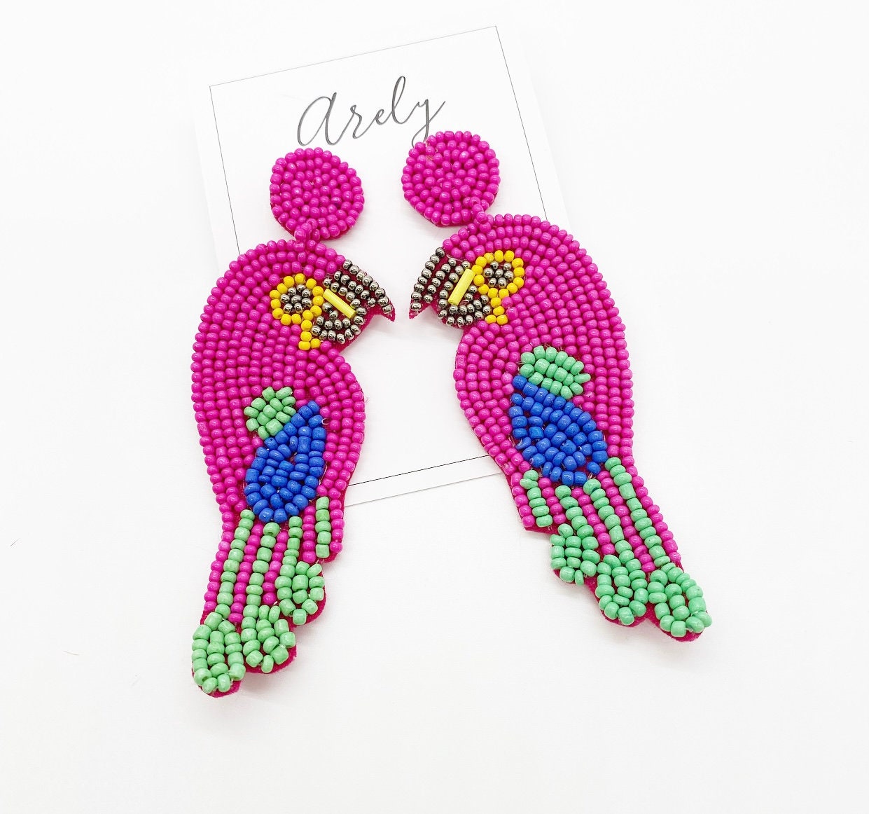 Beach Earrings Tropical Earrings Parrots Palm Trees Etsy