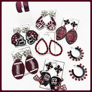 Garnet and Black Gameday, Carolina Gameday, College Gameday Earrings, Football Gameday Earrings, South Carolina Gameday Earrings