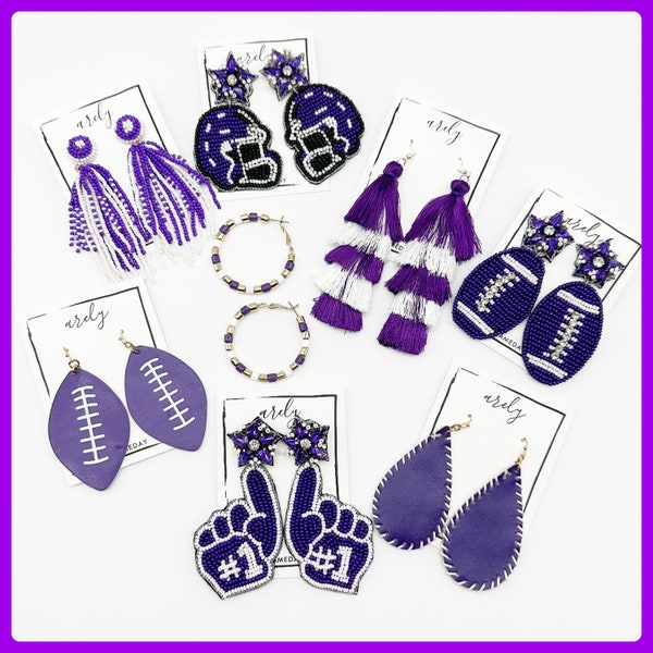 Purple and White Gameday, Purple Gameday, College Gameday, Gameday Earrings, College Football, Gameday Earrings