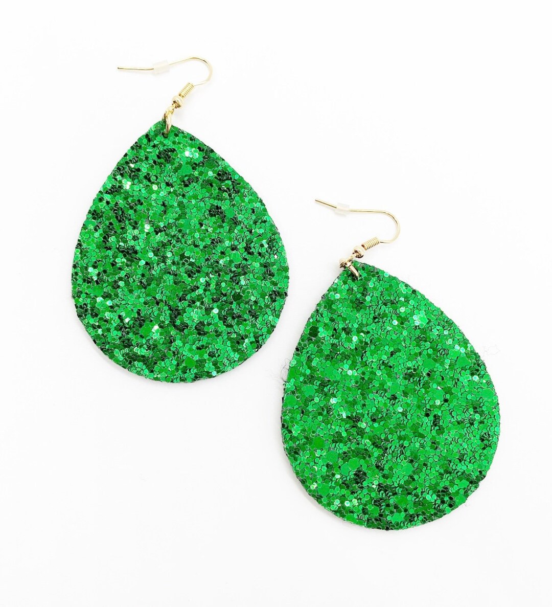 Green sparkly earrings deals