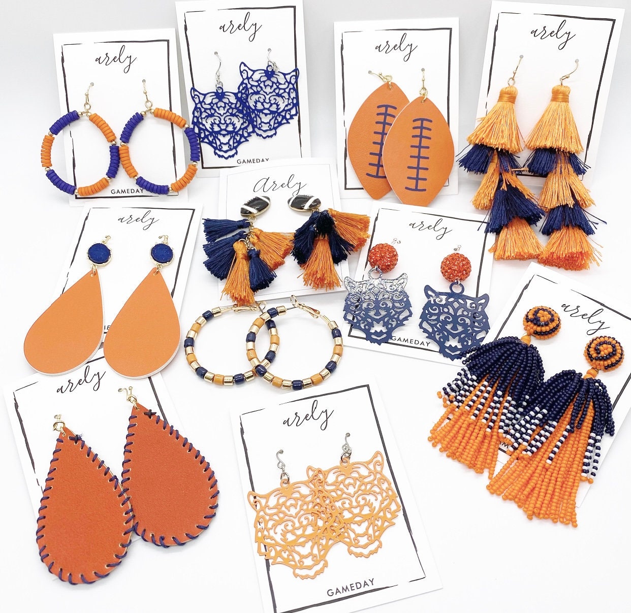 Navy and Orange Gameday Earrings: College Football Jewelry
