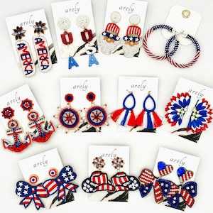 Red White and Blue earrings, Memorial Day, 4th of July Earrings, Patriotic, USA, America, Freedom, gifts for her, Holiday Earrings