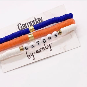 Blue and Orange Bracelet Stack, College Football, Gameday Bracelets, Gameday Jewelry, Custom School Bracelet, Gifts for Grads