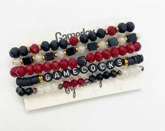 Garnet and Black Gameday Bracelets, Gameday Bracelets, Gamecocks, Gamecock jewelry,  Custom School, Gifts for Students, Gifts for grads