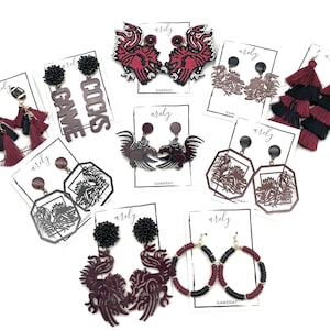 Garnet and Black Earrings, Gameday Earrings, College Gameday, Gifts for Grads, Gift for students, College Acceptance