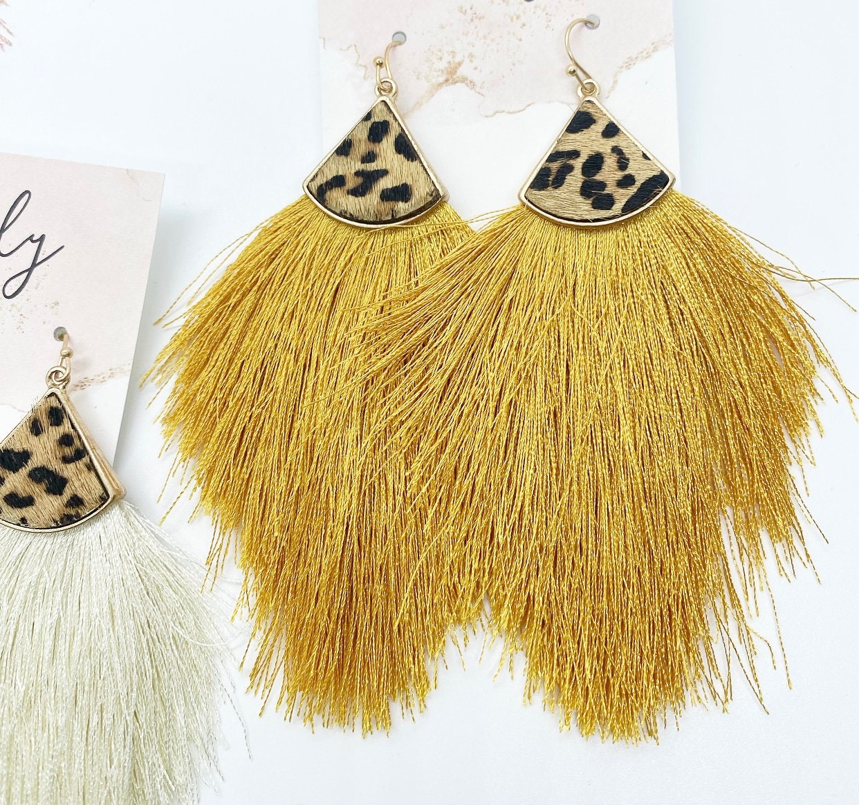 Leopard print clearance tassel earrings