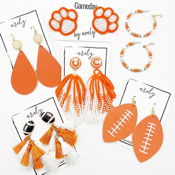 Orange and White Earrings, Gameday Earrings, College Gameday, Gifts for Grads, Graduation Gifts, College Acceptance, Gifts for Students