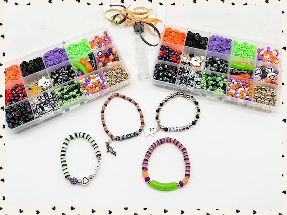 Halloween Bracelet Making Kit: 1200+ Beads, Charms, DIY Jewelry
