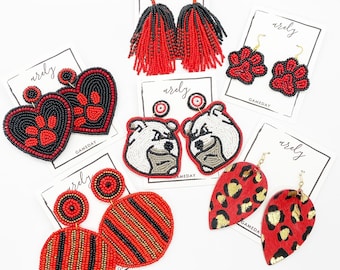 Red and Black Gameday Earrings: School Spirit Jewelry