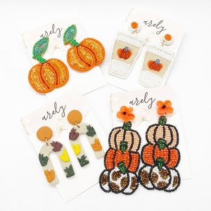 Beaded Pumpkin Earrings: Fall Seed Bead Statement Jewelry