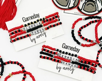 Red and Black Gameday Bracelets, College Gameday Jewelry, Black and red, Tailgating, Custom School Bracelets, Gifts for Students and Grads