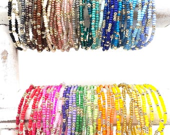 MULTI COLOR | Beaded Stretch Bracelets | Dainty Seed Bead Friendship Bracelets | Build Your Custom Stack | Boho Minimalist Layering Jewelry