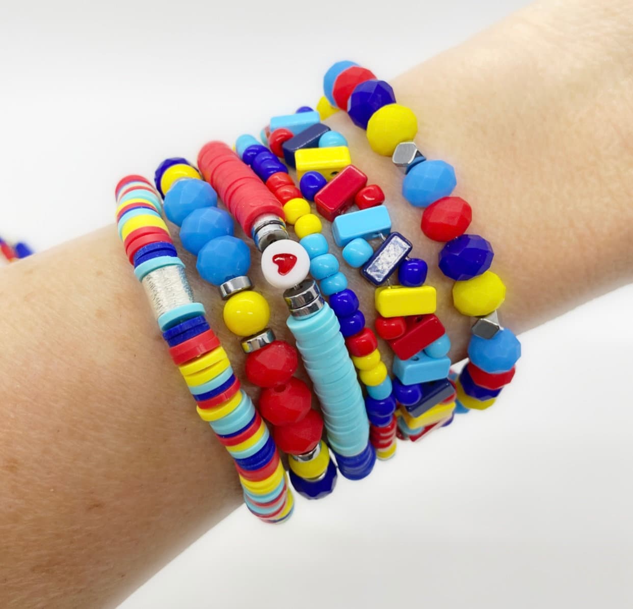 Autism Awareness Beaded Bracelet: Puzzle Piece Charm, Heishi Beads