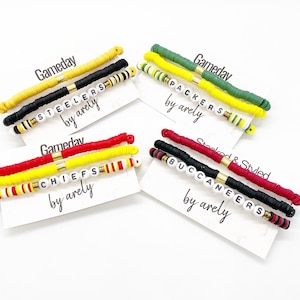 Custom Team Bracelet Sets, Football, Basketball, Baseball, Soccer, Green and Yellow, Red and Yellow, Black and Yellow, Black and Red, Gift