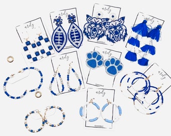 Blue and White Gameday Earrings, Gameday Jewelry, Gifts for Grads, Gifts for Students, College Acceptance