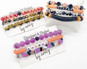 Halloween Bracelet Stack: Spooky Beaded Jewelry