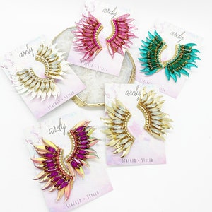 Sequin Wing Statement Earrings, Girls Night Out