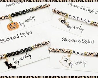 Custom Halloween Bracelet: Beaded Charm Bracelet
