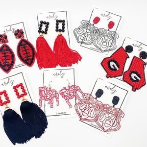 Red and Black Gameday Earrings: School Spirit Jewelry