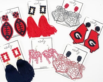Red and Black Gameday Earrings: School Spirit Jewelry