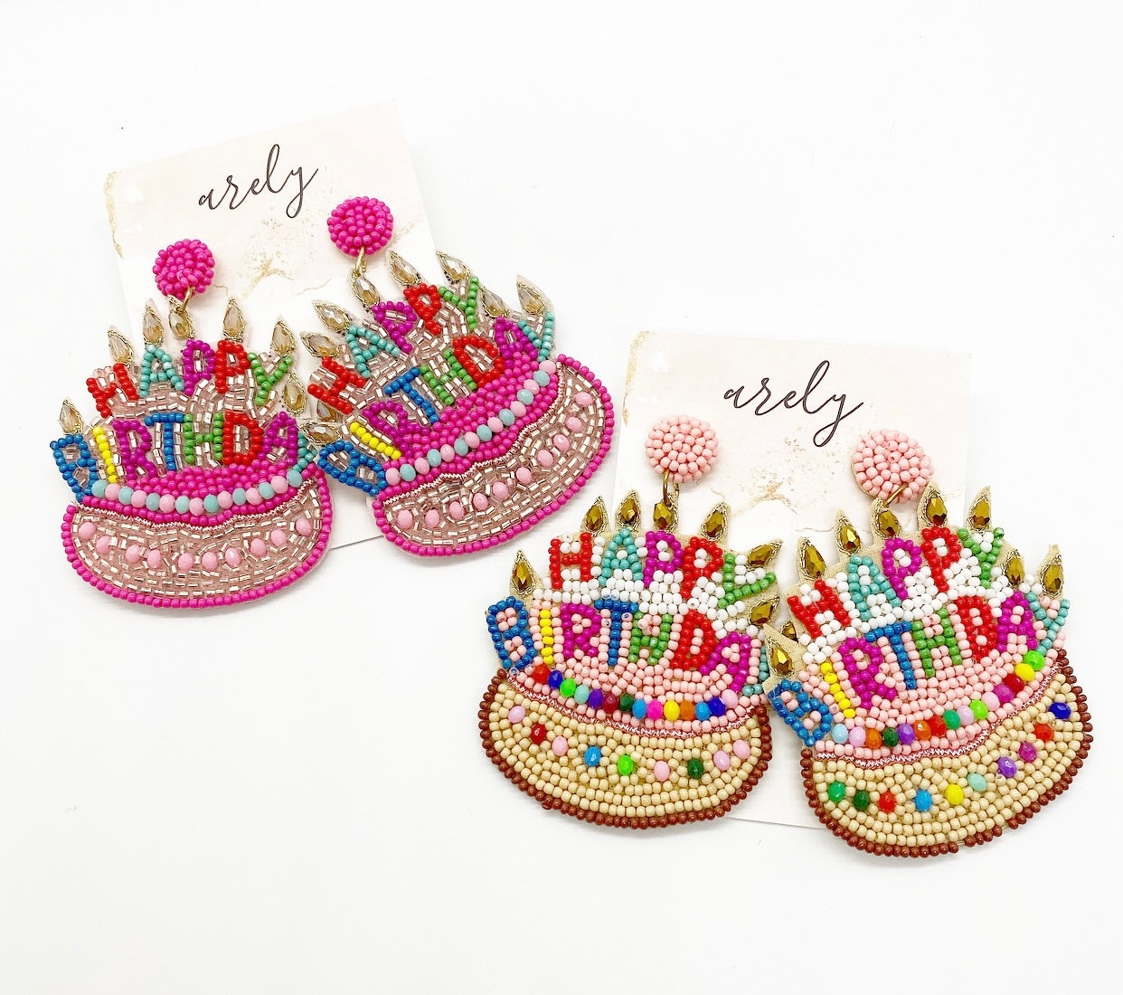 Happy Birthday Earrings, Seed Bead Earrings, Festive Earrings, Birthd…