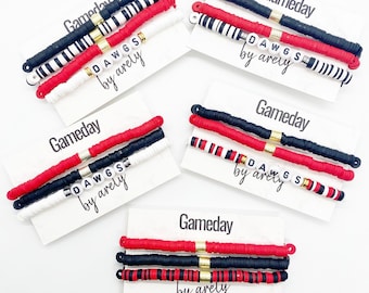 Black and Red Gameday Bracelets, College Gameday, Gameday jewelry, Custom School Bracelets, Gifts for Students, Gifts for Grads