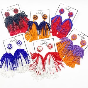 Beaded Gameday Earrings, Beaded Tassel Earrings, College Football, Football, Seed Bead Earrings, Tassel Earrings, Gameday,