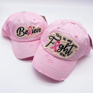 Breast Cancer Hat, Breast Cancer Gifts, Believe, Pink Ribbon, Fighter, Chemo Gift, Support