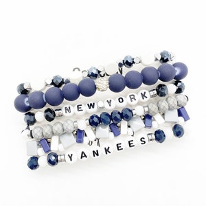Navy and White Team Bracelet Stack, Baseball Gameday, Bracelet Sets, Navy and White Jewelry, Custom Team Bracelets, Gifts for Her