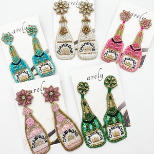 Champagne Bottle,Bridal Party gifts, Bubbly, Champagne, Bridesmaid gifts,Beaded Earrings,Seed Bead Earrings, Bubbly Earrings, Drink Earrings