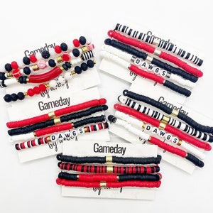 Red and Black Gameday Bracelets, College Gameday Jewelry, Black and red, Tailgating, Custom School Bracelets, Gifts for Students and Grads