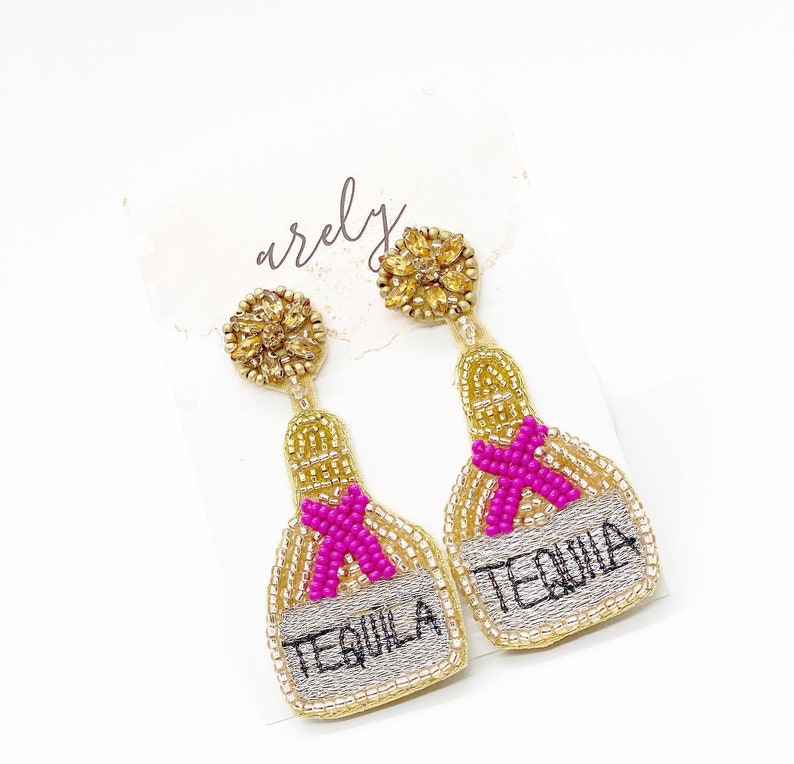 Tequila Vodka Wine Bead Earrings Bottle Earrings Wedding Etsy