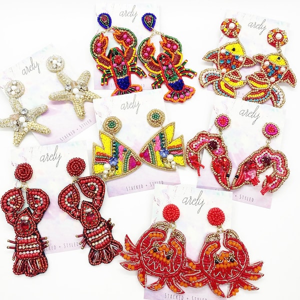 Crawlfish Louisiana Iconic Beaded Earrings