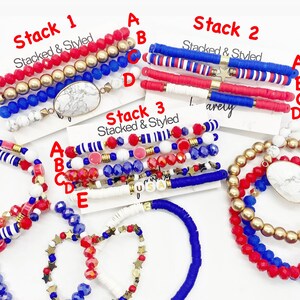 Red White and Blue Bracelets, The Freedom Stack, Fourth of July, Bracelet Stack, USA Jewelry, Patriotism, Holiday Jewelry, gifts for her