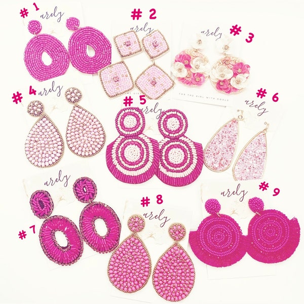 Statement Beaded Earrings, Pink Earrings, Trendy Earrings, Pink, Love Pink, Pink Earrings, Seed Bead Earrings, Seed Bead, Love