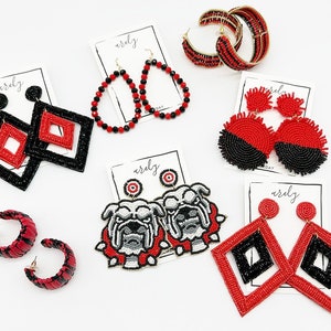 Red and Black Gameday Earrings: College Team Spirit