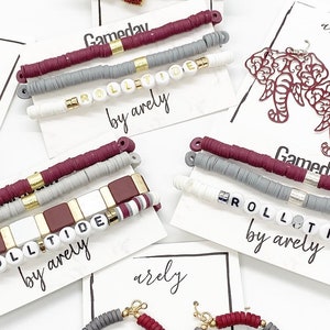 Maroon and Gray Gameday Bracelet Stack, Gameday Jewelry, Earrings, College Football, gifts for grads