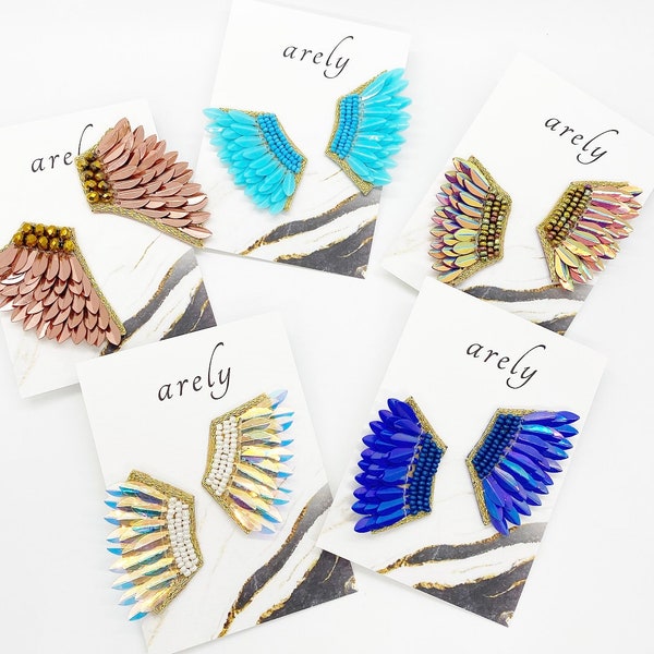 Sequin Wing Earrings, Wing Earrings, Wing Earrings, Statement Earrings, Trendy Earrings, Bachelorette, Girls night out, Angel wing