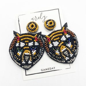 Tigers Gameday Earrings, Gameday, Beaded Earrings, Seed Bead Earrings, College Football, Tigers Jewelry, Football Jewelry