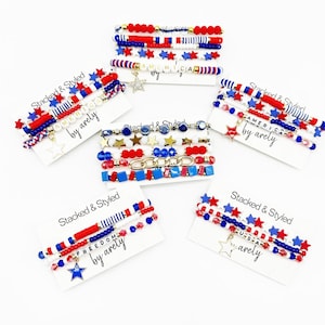 Red White & Blue Bracelet Stack: Patriotic USA Jewelry