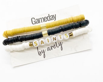 Black and Gold Bracelet Stack, Football Gameday Bracelets, Gameday Jewelry, Gifts for Her, Custom Bracelets